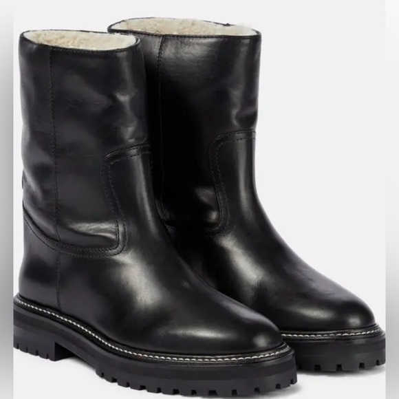 NEW Jimmy Choo Black Soft Vachetta Leather Shearling Ankle Boots